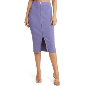 NEW OPEN EDIT NORDSTROM Rib Zip Front Sweater Knit Midi Skirt Size XL